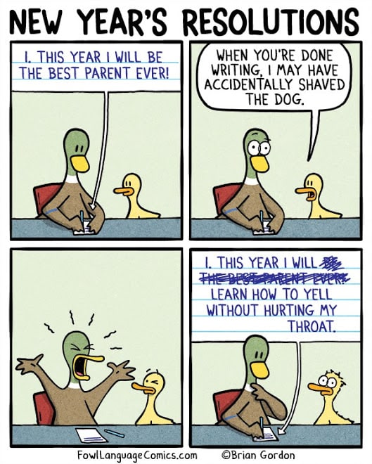 new years resolution duck parent
